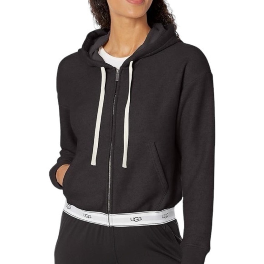 UGG Kaelie Black Full Zip Hoodie‎ Hooded Sweatshirt Jacket XS